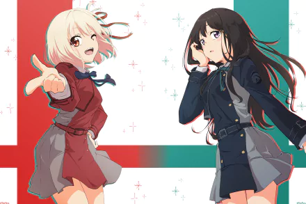 Takina Inoue Chisato Nishikigi Anime Lycoris Recoil HD Desktop Wallpaper | Background Image