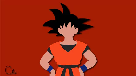 Illustration of Goku with bold black hair, wearing an orange outfit, set against a vibrant red background. This image serves as a striking 4K Ultra HD PC desktop wallpaper.