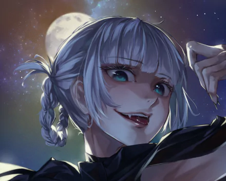 Close-up anime-style artwork of Nazuna Nanakusa from Call of the Night, featuring detailed facial expression in 4K Ultra HD quality for PC desktop wallpaper.