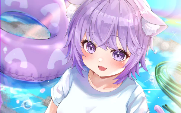 hololive Nekomata Okayu Anime Virtual Youtuber HD Desktop Wallpaper | Background Image