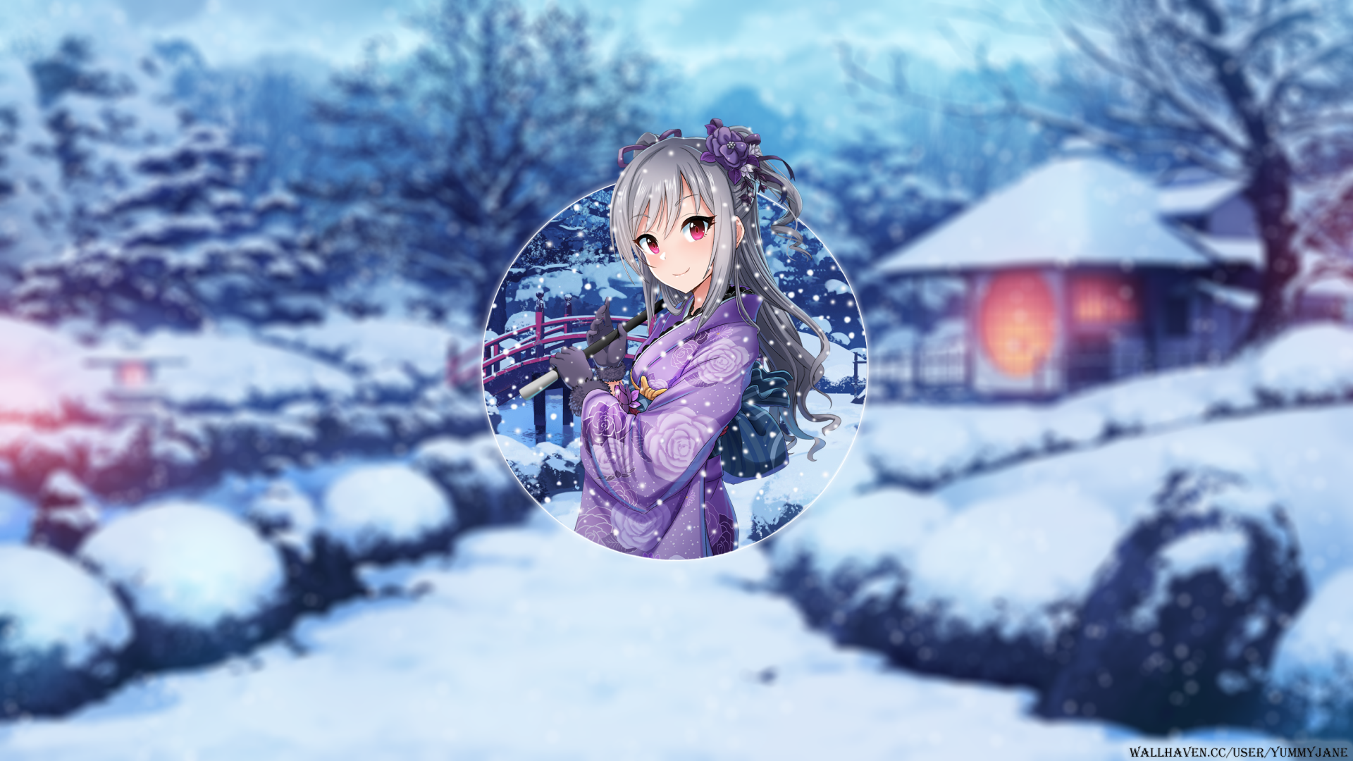 Download Winter Ranko Kanzaki Japanese Garden Picture-in-picture Anime The IDOLM@STER Cinderella Girls Winter Anime HD Wallpaper