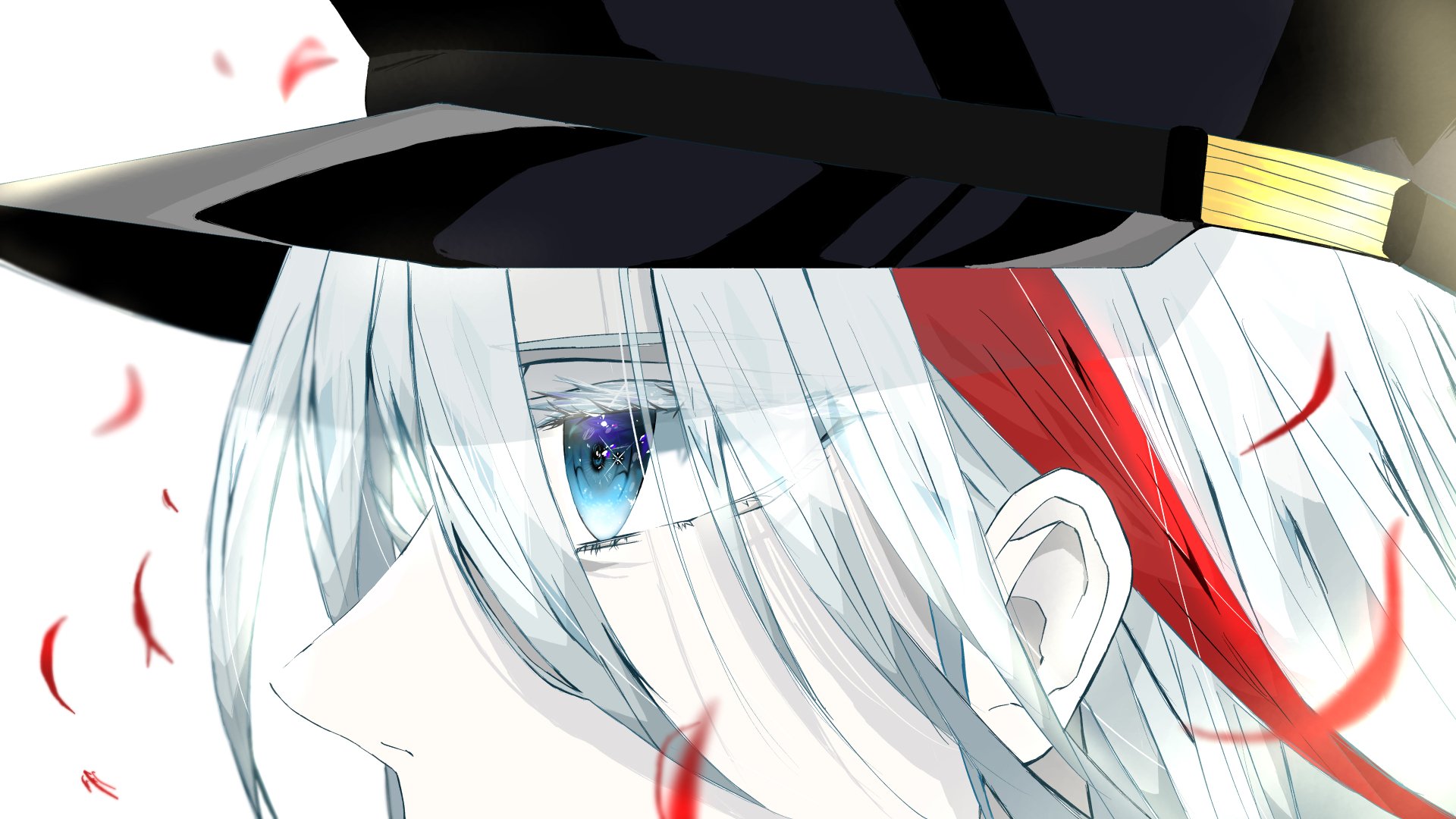 4K Ultra HD anime wallpaper featuring Vladilena Milizé from Eighty Six, showcasing her close-up with striking blue eyes and flowing silver hair under a black hat.