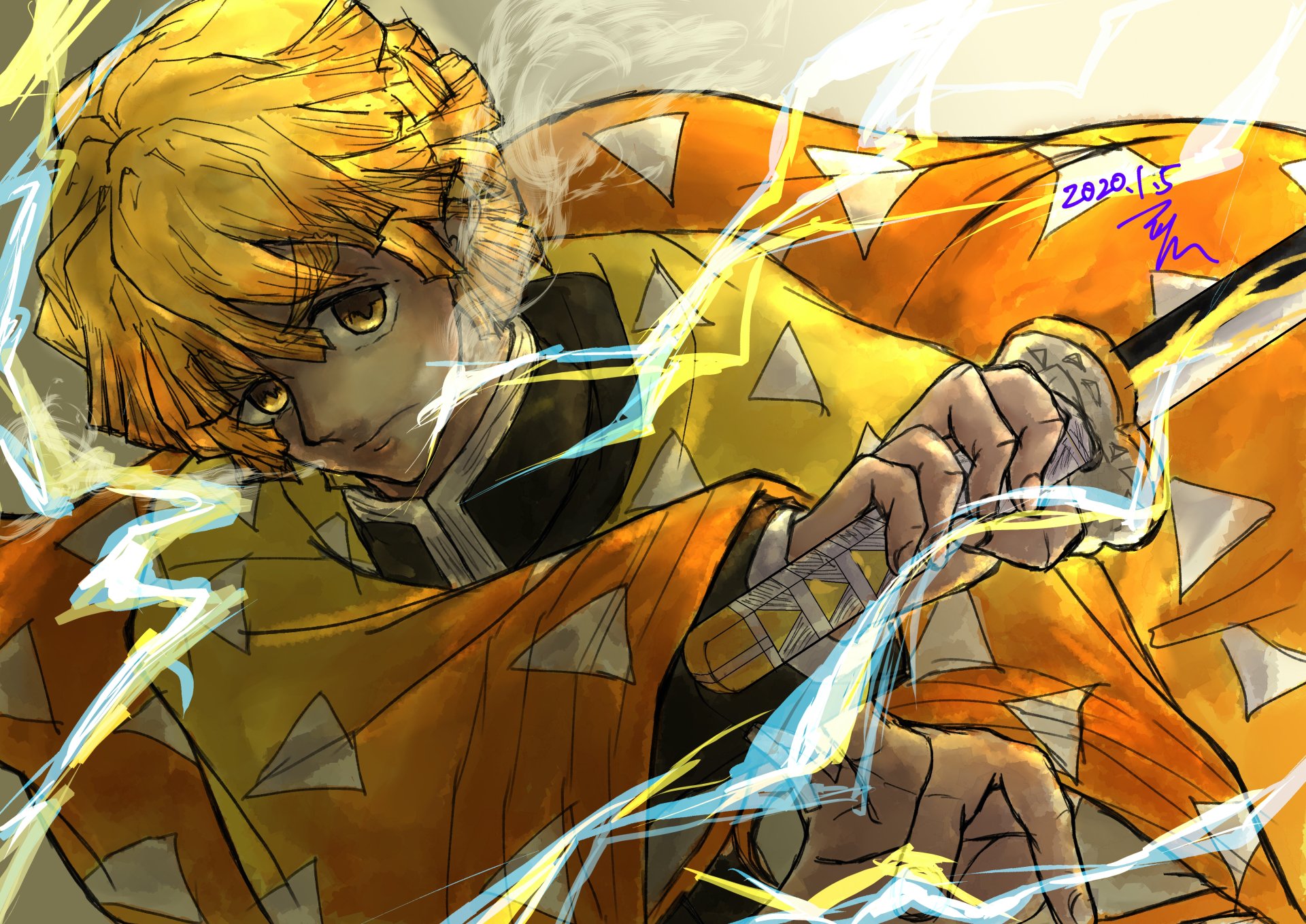 Download Zenitsu Agatsuma Anime Demon Slayer: Kimetsu No Yaiba 4k Ultra HD Wallpaper by 三上アリス