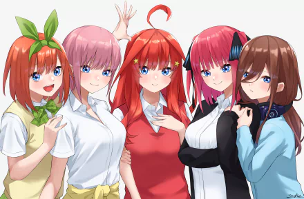 Miku Nakano Nino Nakano Itsuki Nakano Ichika Nakano Yotsuba Nakano Anime The Quintessential Quintuplets HD Desktop Wallpaper | Background Image