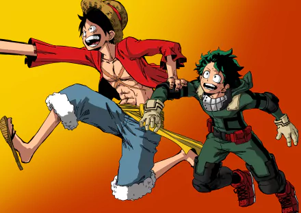 Izuku Midoriya Monkey D. Luffy Anime crossover HD Desktop Wallpaper | Background Image
