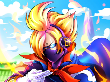 HD anime desktop wallpaper featuring Sanji from One Piece with vibrant colors and dynamic lighting against a bright sky background.