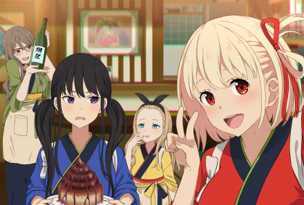 Chisato Nishikigi Kurumi (Lycoris Recoil) Takina Inoue Mizuki Nakahara Anime Lycoris Recoil HD Desktop Wallpaper | Background Image