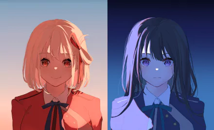 Takina Inoue Chisato Nishikigi Anime Lycoris Recoil HD Desktop Wallpaper | Background Image