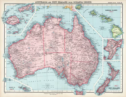  Map of Australia, New-Zealand, Tasmania and other islands (1925)