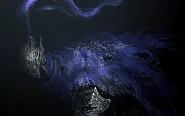 HD PC desktop wallpaper featuring Artorias from Dark Souls, depicted in dark, ethereal shades with a spectral, dynamic design.