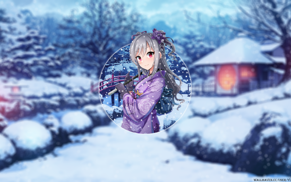 Anime The iDOLM@STER Cinderella Girls THE iDOLM@STER Picture-In-Picture Japanese Garden Ranko Kanzaki Winter HD Wallpaper | Background Image