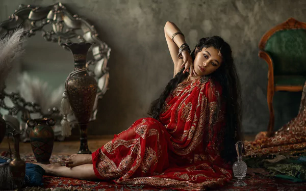 saree woman model HD Desktop Wallpaper | Background Image