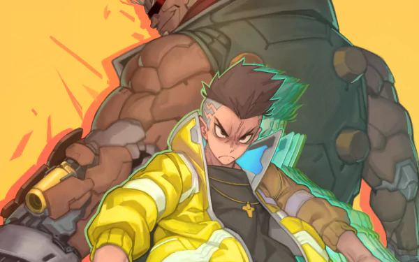 HD PC desktop wallpaper featuring Maine and David from the anime Cyberpunk: Edgerunners, showcasing dynamic poses and vibrant cyberpunk aesthetics.