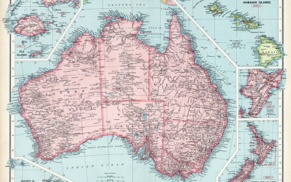 Misc Map Australia Oceania New Zealand 1925 Pacific Ocean HD Wallpaper | Background Image