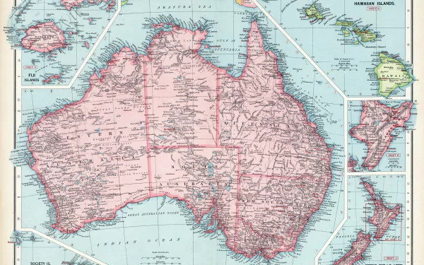  Map of Australia, New-Zealand, Tasmania and other islands (1925)