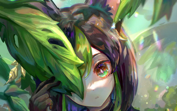 HD PC desktop wallpaper featuring Tighnari from the video game Genshin Impact, showcasing vibrant colors and detailed fantasy-themed artwork.