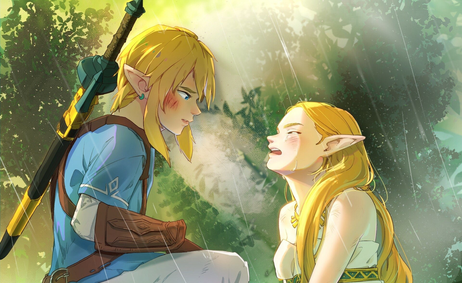 Zelda & Link in The Legend of Zelda: Tears of the Kingdom HD Wallpaper