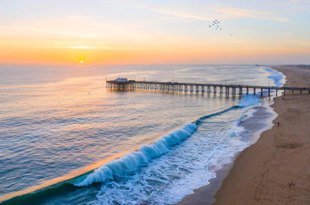 horizon sunset man made pier HD Desktop Wallpaper | Background Image