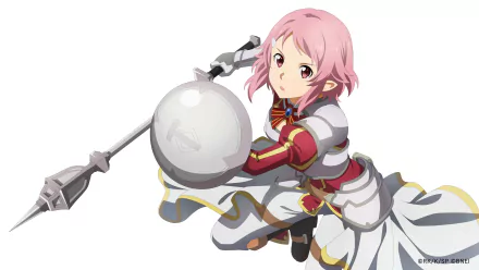 Rika Shinozaki from Sword Art Online in dynamic pose, detailed anime style, presented as a 4K Ultra HD PC desktop wallpaper and background.