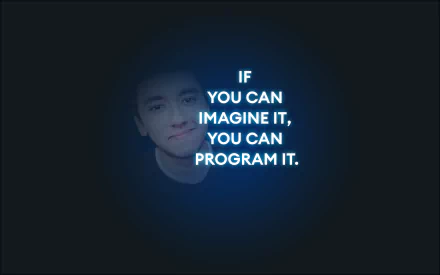 HD desktop wallpaper featuring a motivational programming quote by Alejandro Miguel Taboada Sánchez, highlighting imagination and coding in technology and development.