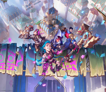 Jayce (League of Legends) VI (League Of Legends) Jinx (League Of Legends) video game Legends of Runeterra HD Desktop Wallpaper | Background Image