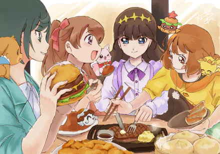 Nagomi Yui Kasai Amane Hanamichi Ran Fuwa Kokone Anime Delicious Party Precure HD Desktop Wallpaper | Background Image