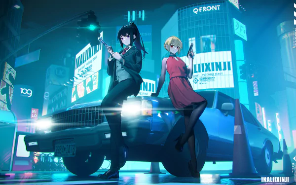 Chisato Nishikigi Takina Inoue Anime Lycoris Recoil HD Desktop Wallpaper | Background Image