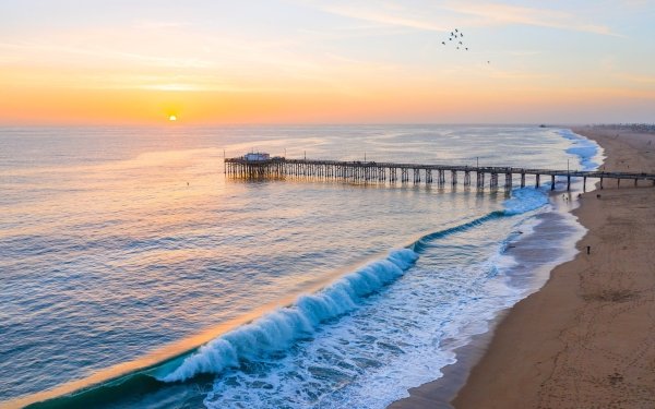 Man Made Pier Sunset Horizon HD Wallpaper | Background Image