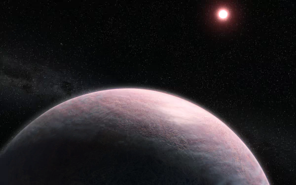 4K Ultra HD sci-fi desktop wallpaper featuring a distant glowing planet beneath a bright star in deep space.