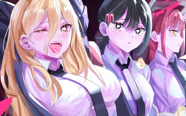 Makima (Chainsaw Man) Kobeni Higashiyama Power (Chainsaw Man) Anime Chainsaw Man HD Desktop Wallpaper | Background Image