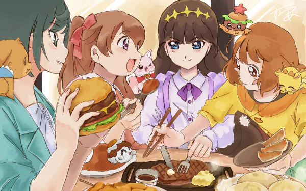 Nagomi Yui Kasai Amane Hanamichi Ran Fuwa Kokone Anime Delicious Party Precure HD Desktop Wallpaper | Background Image