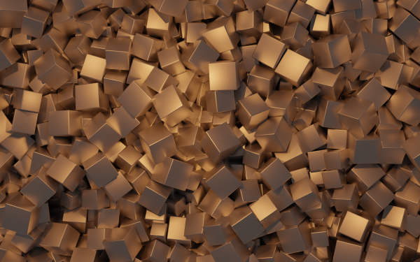 Abstracto Cubo Gold Reflejo CGI Blender 3D Fondo de pantalla HD | Fondo de Escritorio