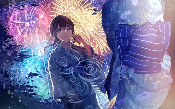 reflection yukata Anime girl anime girl HD Desktop Wallpaper | Background Image