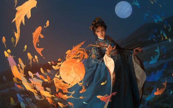 Fantasy Oriental Fish HD Wallpaper | Background Image