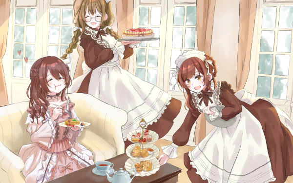 Chiyuki Kuwayama maid Tenka Osaki Amana Osaki Anime The iDOLM@STER: Shiny Colors HD Desktop Wallpaper | Background Image