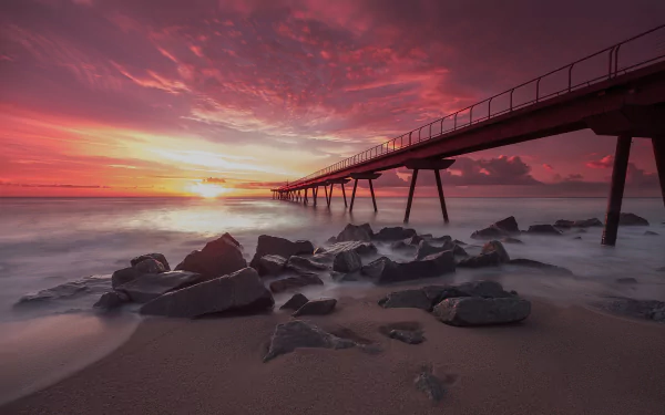 horizon sunset man made pier HD Desktop Wallpaper | Background Image