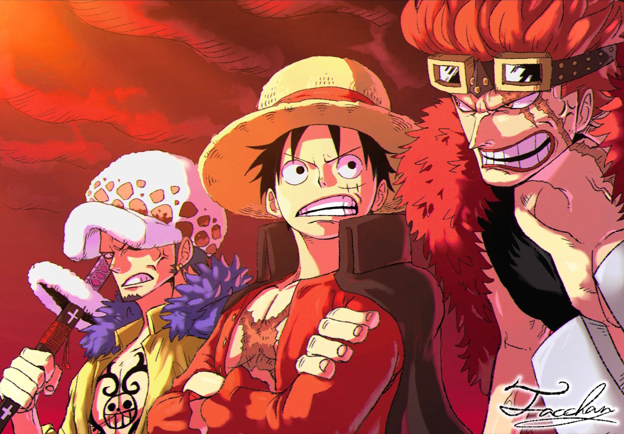 One Piece, Eustass Kid, Monkey D. Luffy, Trafalgar Law, HD