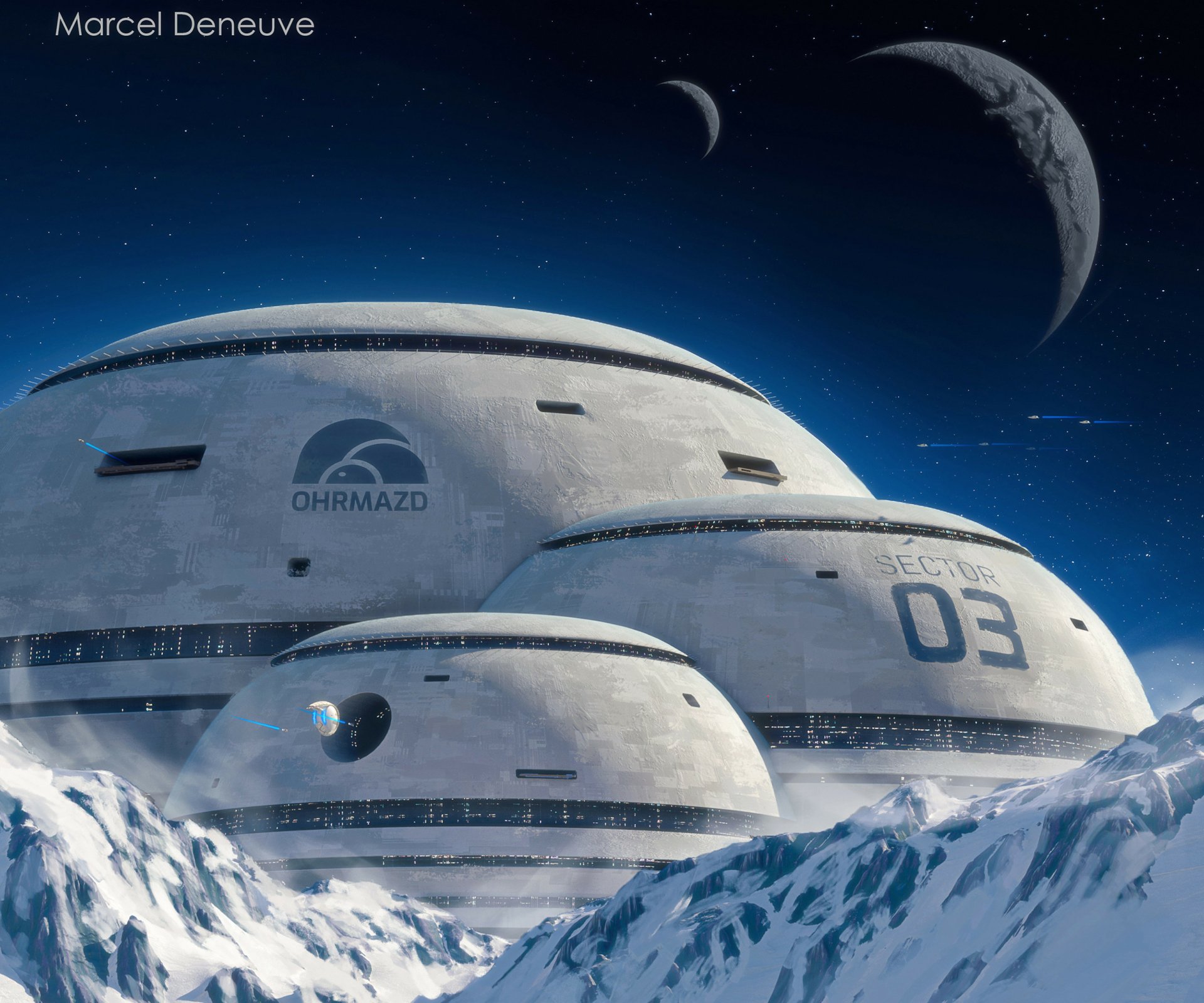Download Sci Fi Building HD Wallpaper by Marcel Deneuve
