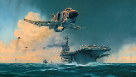 aircraft carrier McDonnell Douglas F-4 Phantom II military jet fighter HD Desktop Wallpaper | Background Image