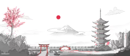 torii minimalist nature Mount Fuji HD Desktop Wallpaper | Background Image