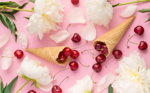 waffle cone still life food cherry HD Desktop Wallpaper | Background Image