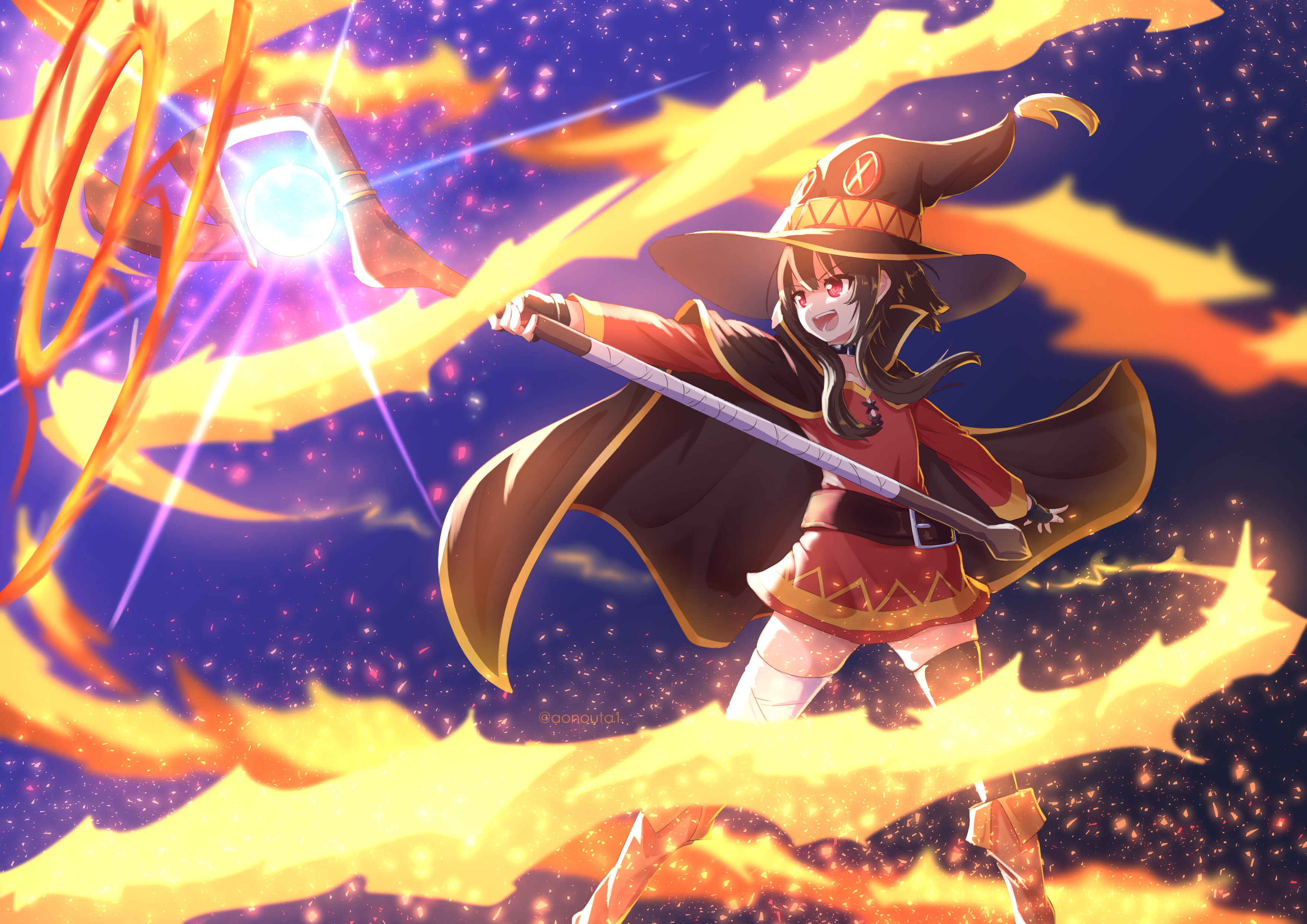 Download wallpaper 950x1534 witch megumin and kitten anime girl kono  subarashii sekai ni shukufuku wo iphone 950x1534 hd background 2415