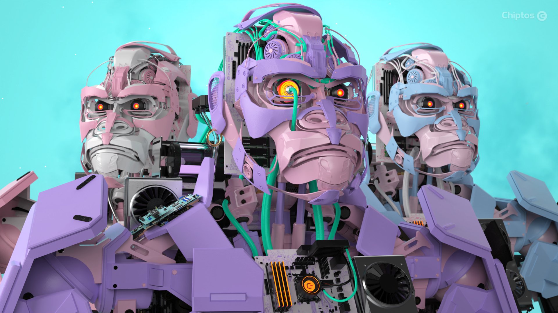 Chiptos X 3D Robot Kong Mecha Gorilla Troop Robot 4K NFT Wallpaper Desktop Background by chiptos