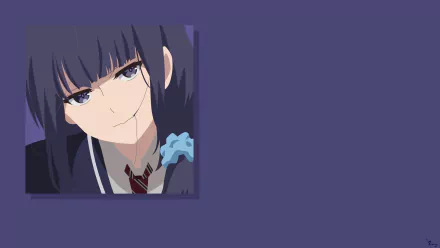 HD PC desktop wallpaper of Misuzu Gundou from the anime Tomo-chan Is a Girl!, close-up portrait in a navy school uniform against a soft purple background.