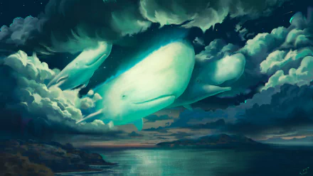 fantasy whale HD Desktop Wallpaper | Background Image
