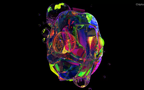  Chiptos X 4k Robot Psychedelic Computer PC Case NFT Wallpaper Glass Motherboard Desktop Background