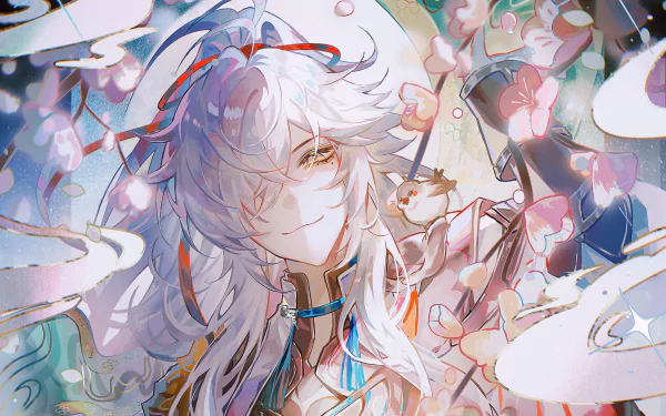 HD PC desktop wallpaper featuring Jing Yuan from the video game Honkai: Star Rail, showcasing intricate details and a vibrant, ethereal background.