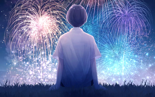 Anime boy night fireworks summer anime boy anime night Anime Summer HD Desktop Wallpaper | Background Image