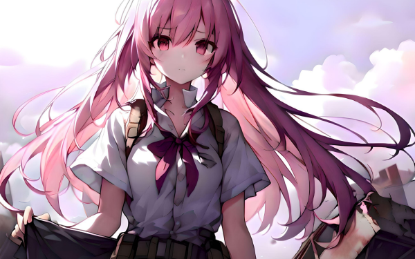 Anime Girl AI Art Cloud School Uniform Summer HD Wallpaper | Background Image