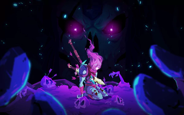 HD Dead Cells game wallpaper featuring character surrounded by mystical energy for desktop background.
